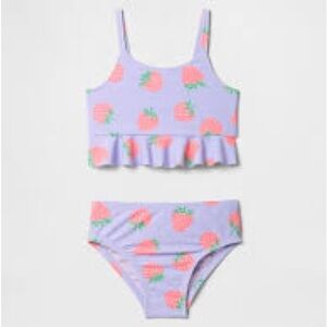GAP Girls Purple Bikini with Pink Strawberry Print
